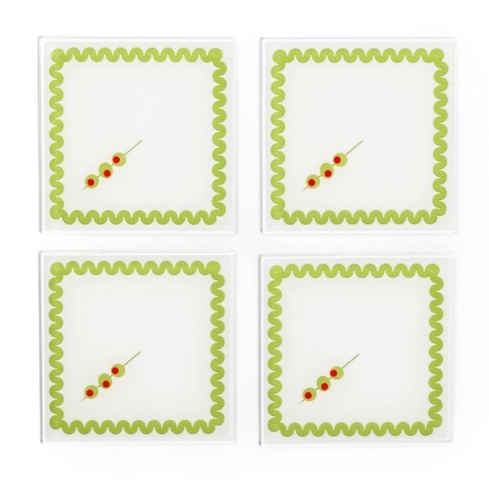 3 for $15 SALE New Target Bullseye set of 4 Coasters with Martini Olive design